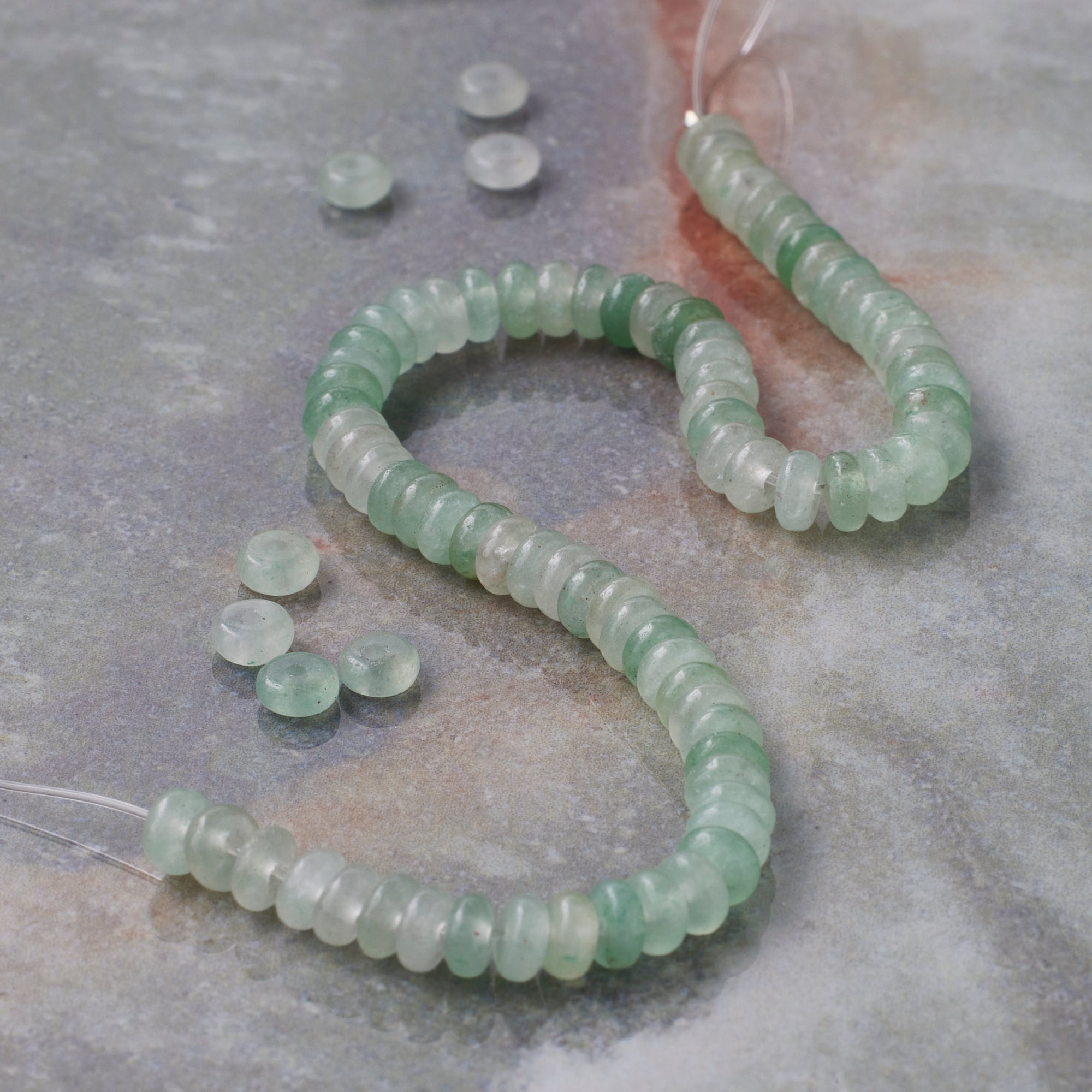 Light Green Dyed Aventurine Rondelle Beads, 4mm by Bead Landing™